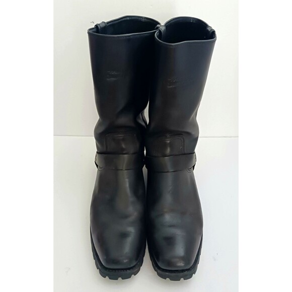 Harley Davidson Hustin 95354 Blk Leather Harness Moto Boot Square Toe  US12 - Picture 7 of 14